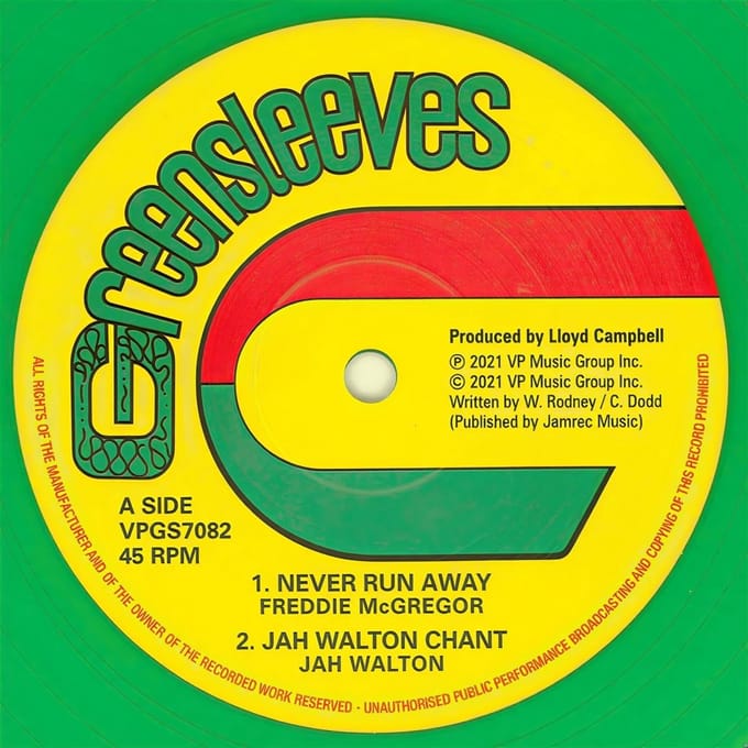Freddie McGregor & Dennis Walks - Never Run Away/The Drifter (12" Single) (Coloured Vinyl)