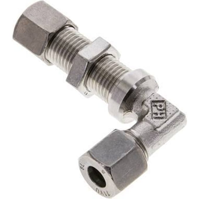 8L RVS L-Vorm Snijringkoppeling Schotdoorvoer 315bar ISO 8434-1