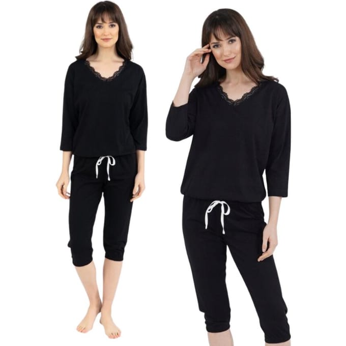 Pyjama Femme Coton Uni Dentelle M Vienetta