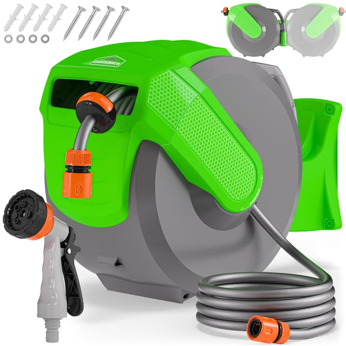 Gardebruk Slanghaspel - Automatisch Oprollen 30 m – Groen Grijs