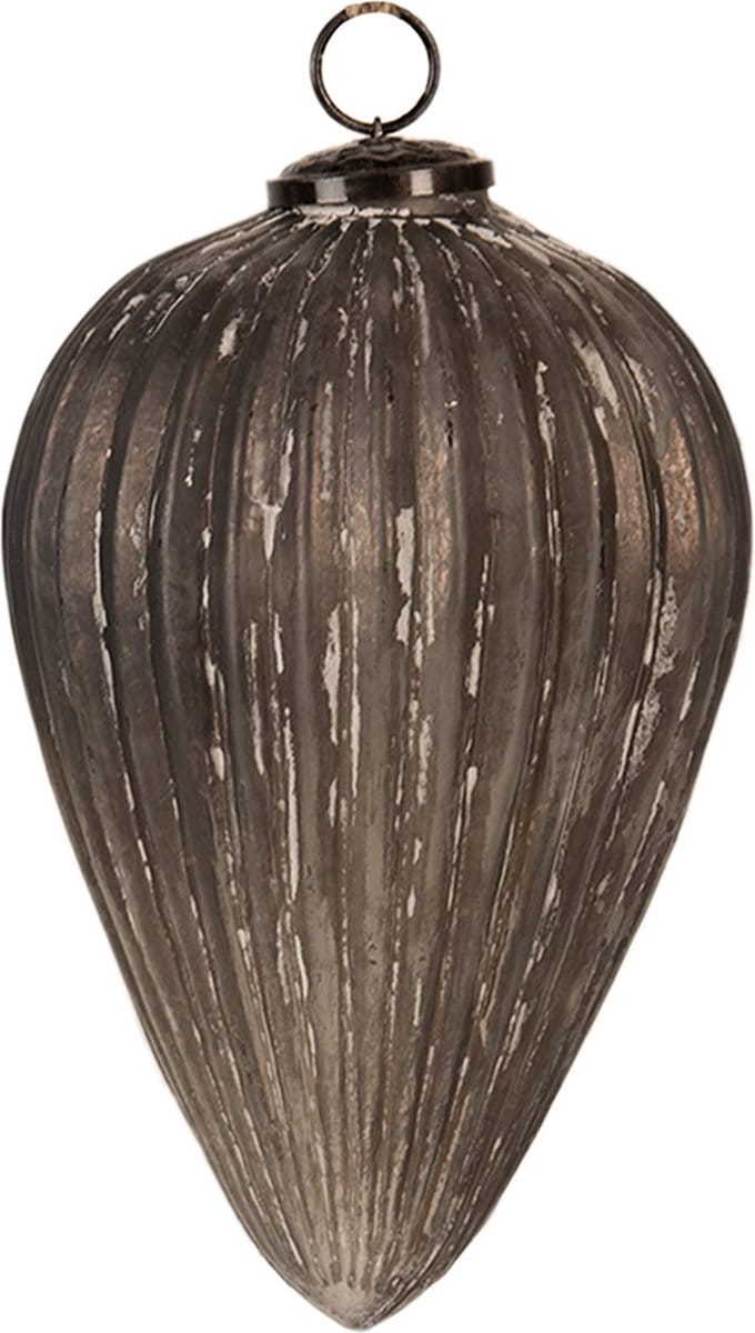 Clayre & Eef Kerstbal Overig Ø 14x19 cm Grijs Glas Kerstballen