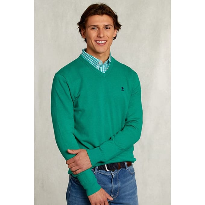River Woods Normal Fit Basic Cotton V-neck Pullover Green Twist Mix Gree Taglia: S | Maglioni a maglia Outlet | Uomo | Verde