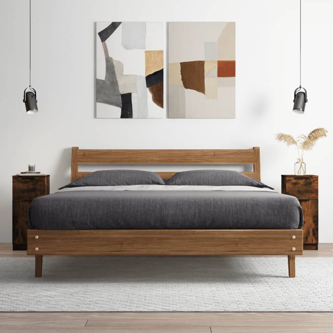 vidaXL - Dressoir - 30x30x70 - cm - bewerkt - hout - gerookt - eikenkleurig