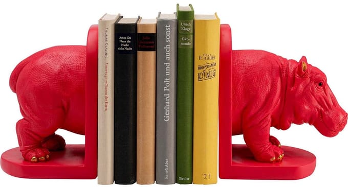 Boekensteun roze nijlpaard (2/Set) Kare Design