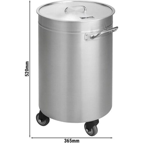 GGM Gastro Abfallbehälter mit Deckel, Rollen & Griffen - 50L - Edelstahl Zilver