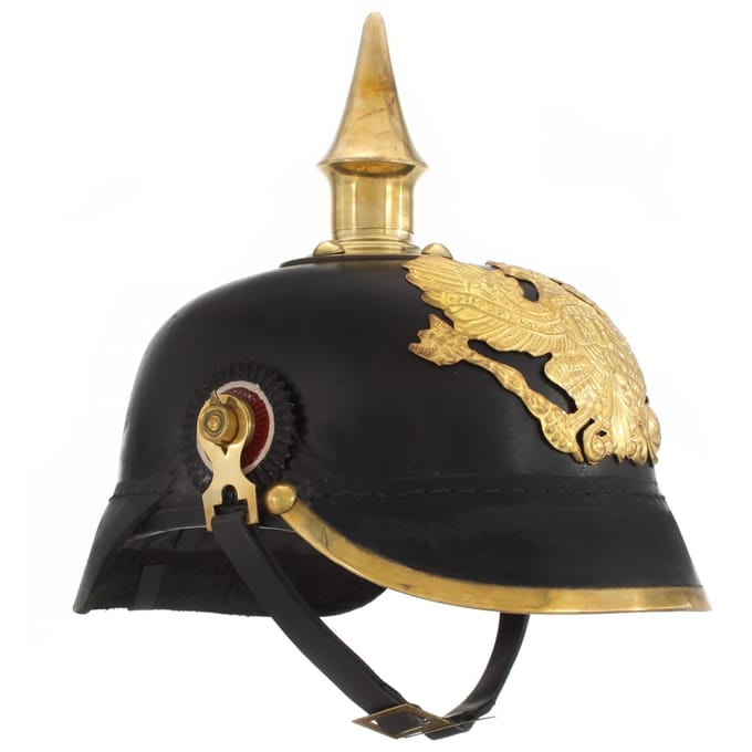 Réplique Antique de Pickelhaube Prussienne pour LARP Acier Noir