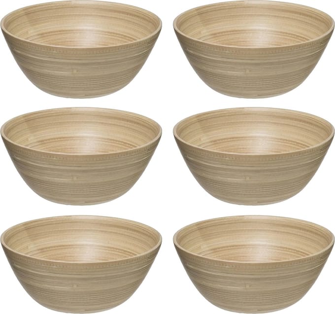 Secret de Gourmet - 6x - Slakom/serveer schaaltjes - bamboe - beige- D17 cm