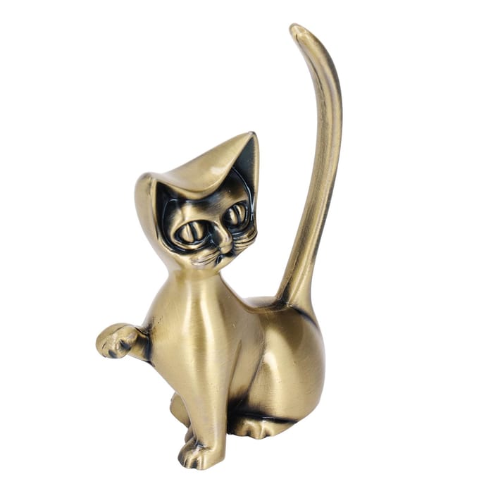 Kat God Ringhouder Kat God Design Zinklegering Stevig Duurzaam Retro Stijl Ringorganizer voor Ringen beige