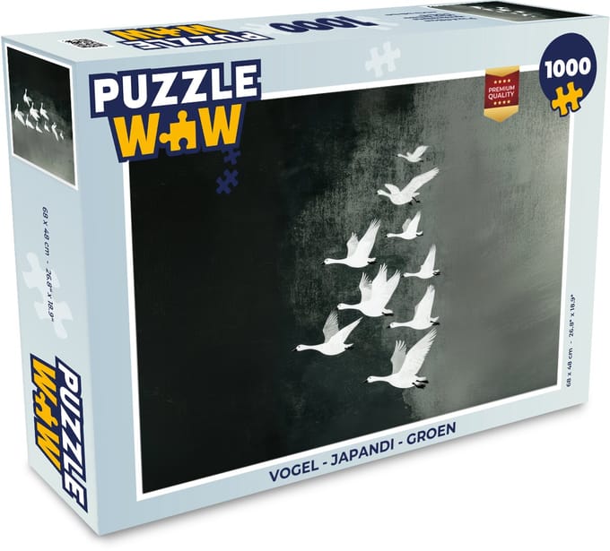 Puzzel Vogel - Japandi - Groen - Legpuzzel - Puzzel 1000 stukjes volwassenen