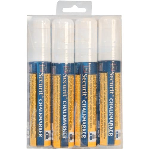 Krijtstift Securit SMA-720 blok wit 7-15mm blister à 4 stuks