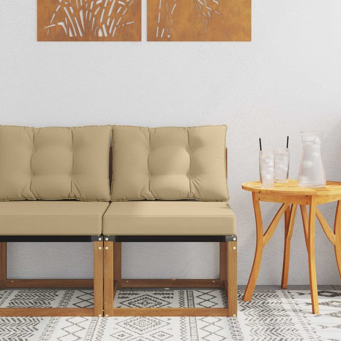 vidaXL - Buiten - Middelste - sofa - Massief - acaciahout - en - Textilene-stof