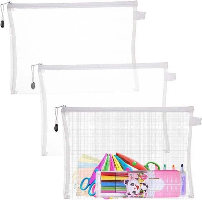Opbergzak - Puzzel Organizer - Spullen Sorteren - Transparant Nylon - 3 Stuks - Diverse Kleuren