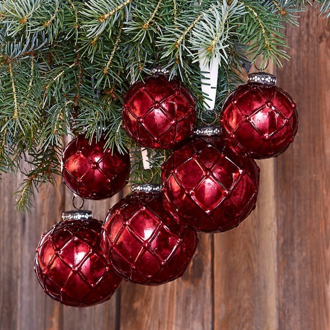 LOBERON Kerstversiering set van 6 Roubi rood
