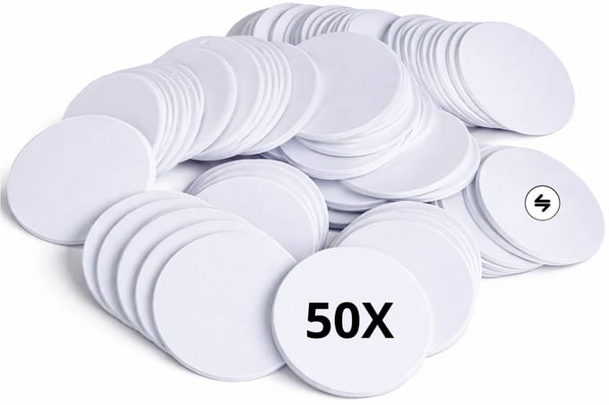 50x NTAG215 NFC Tags met plakrand – Wit – Compatibel met TagMo - Sticker