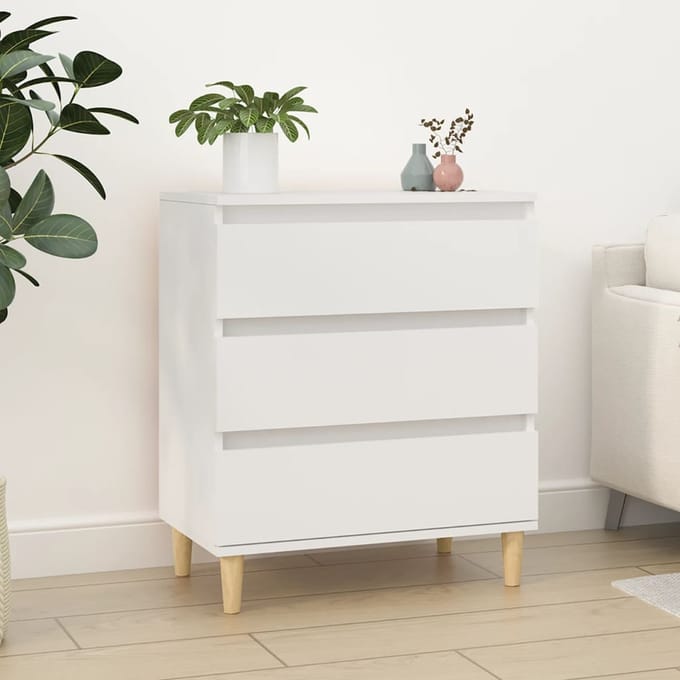 vidaXL - Dressoir - 60x35x70 - cm - bewerkt - hout - wit
