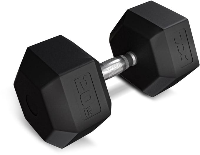 Trex Sport TX-200RD - Dumbbell - Staal met rubber - Voor krachttraining - 1×20 kg - Geribbelde greep