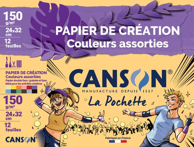 CANSON gekleurd papier in verzamelmap, 240 x 320 mm, 150 g/m2