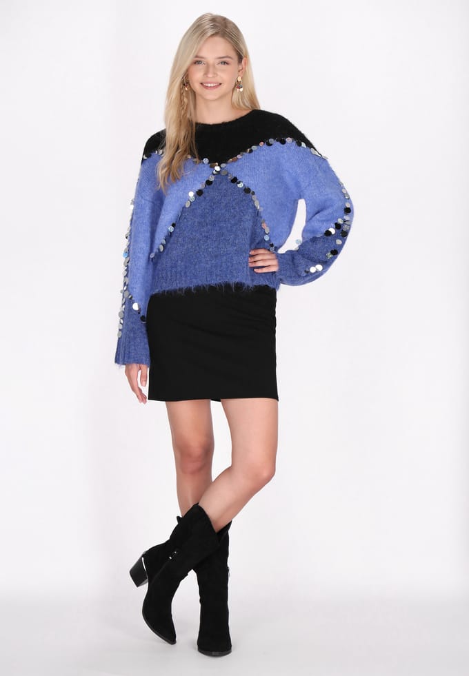 IZIA Jumper Dames Blauw Veelkleurig