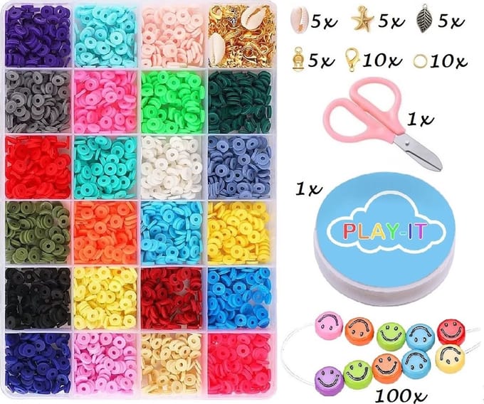 PLAY IT Katsuki Kralen set XL Polymeer - 6 mm - Incl. 100 Smileys