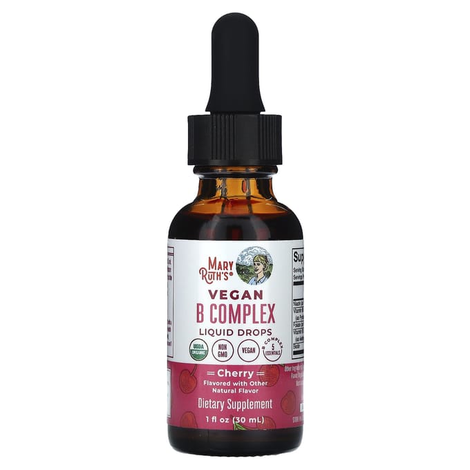 MaryRuth's, Vegan B-Complex Vloeibare Druppels, Kers, 1 fl oz (30 ml)