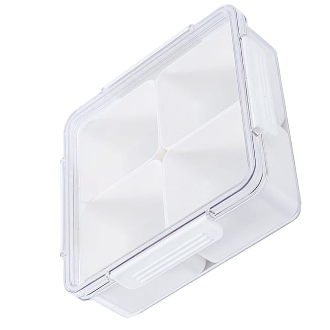 Snackdoos met 4 vakken Transparant Multifunctioneel Luchtdicht Afsluitend Verdeelde Voedselbewaarcontainers white