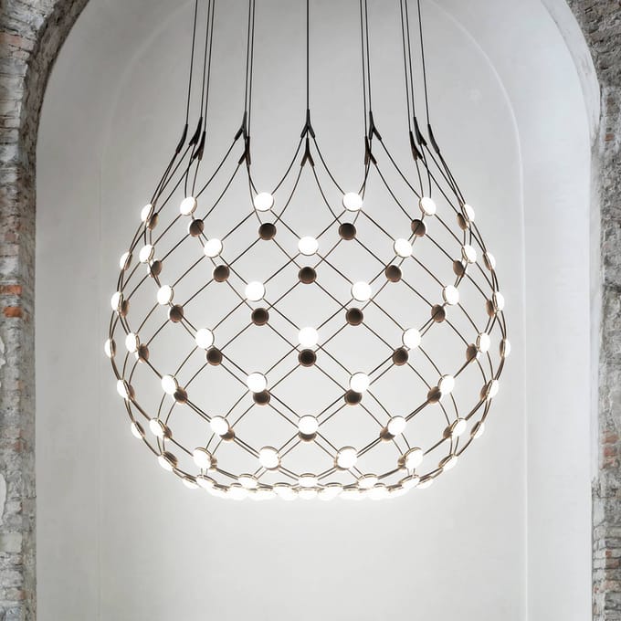 Luceplan Mesh draadloze hanglamp, Ø 100 cm, 2 m, Bluetooth