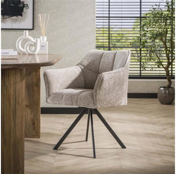 Eetkamerstoel Raster draaibaar - Hoven zand - eetkamerstoelen set van 2
