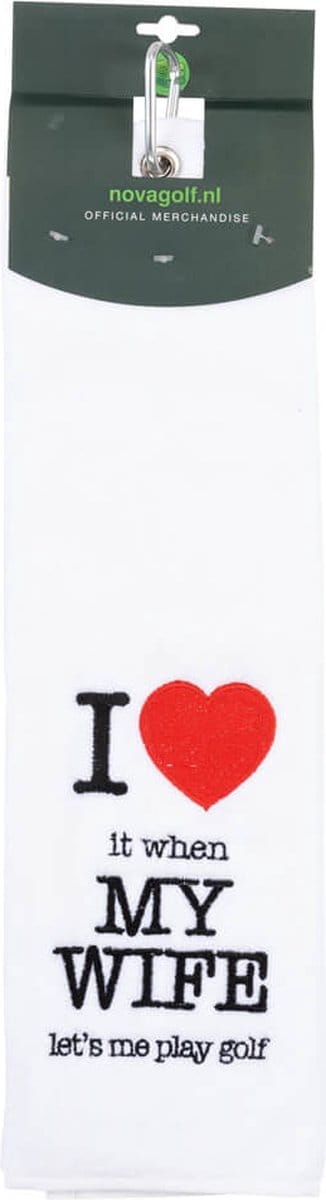 Nova Golf 'I Love It When My Wife' Golfhanddoek - Wit