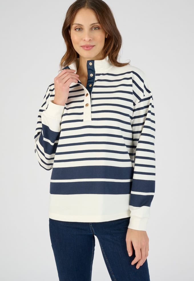 Damart - Sweater in marinière-stijl - Dames - Wit - M