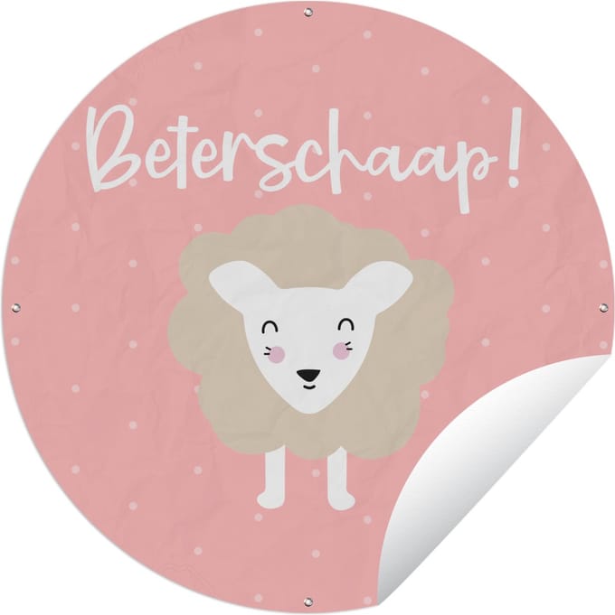 Tuincirkel Beterschap - Quotes - Schaap - 60x60 cm - Ronde Tuinposter - Buiten