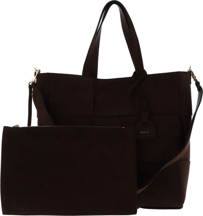 abro Leren Schoudertas Leather Artemide Shopper Chessboard Small Wood Bruine