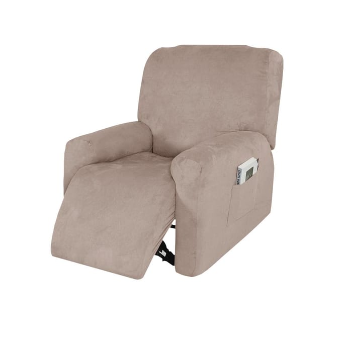 Eendelige set waterdichte stretch fauteuil bankhoes suède stoelhoes thuis slaapkamer woonkamer kaki