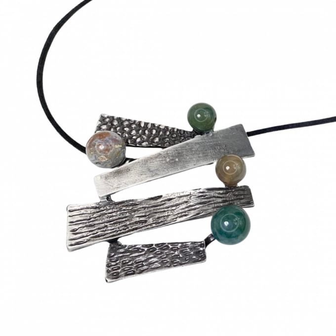 Ketting- zilverkleur- groen - Charme Bijoux