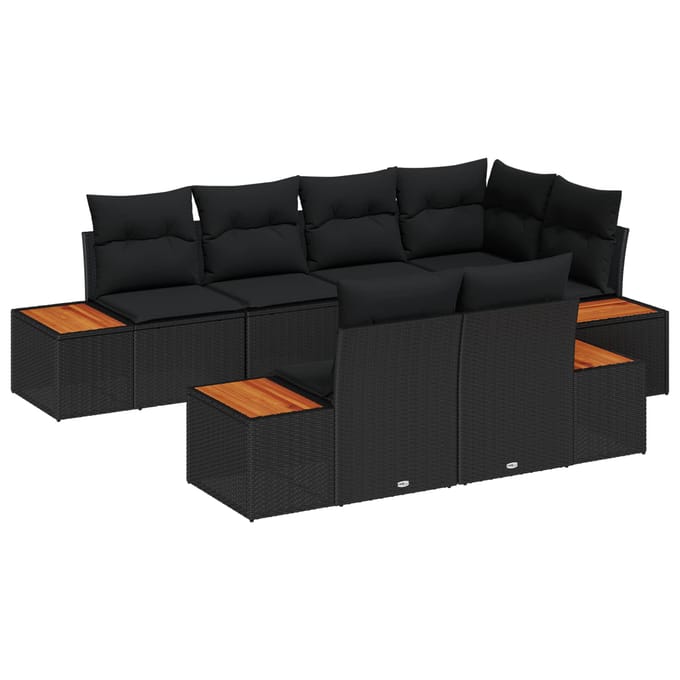 vidaXL Tuin Sofa Set 7 st Zwart poly rattan