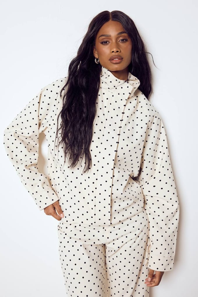 boohoo Dames Polkadot Jasje | Creme | Maat: 36