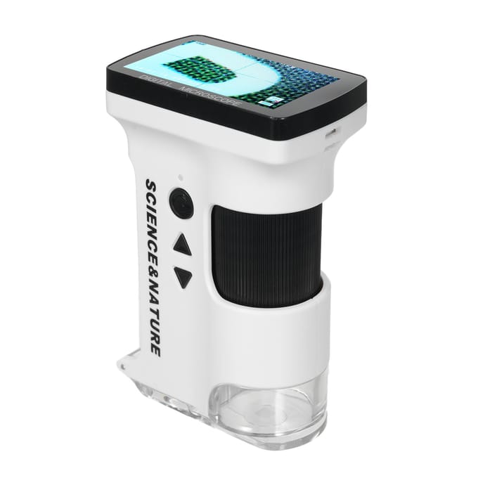 Microscope portable pour enfants, microscope HD 6X à 80X, capture vidéo et photo, poche rechargeable blanc noir