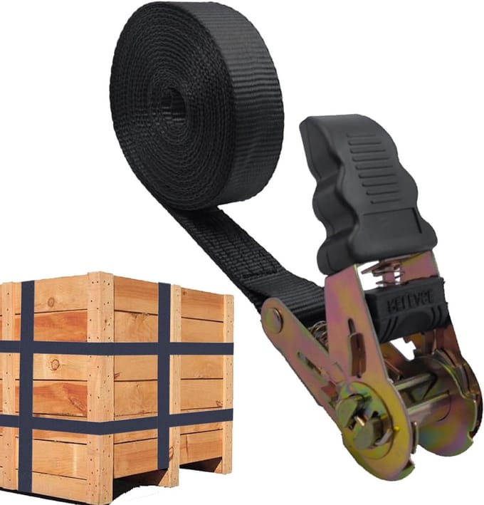 Ratelriemen - Sjorbanden - Lading Beveiligen - Metaal en Polyester - 6 meter - Zwart
