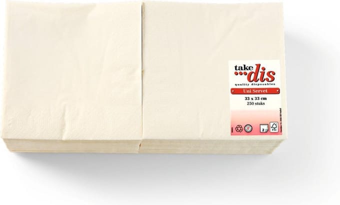 Servetten 2-Laags Buttermilk | Grote verpakking 250 Stuks | Take Dis