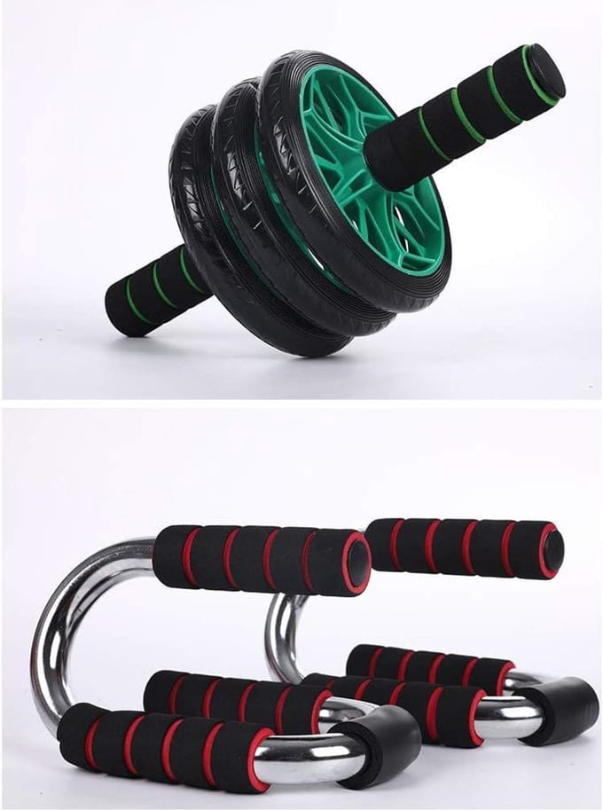 Abdominal Muscle Roller Kit - Buikspierroller Set - Kracht Training - 3-in-1 Set - 150 kg Draagvermogen - Zwart
