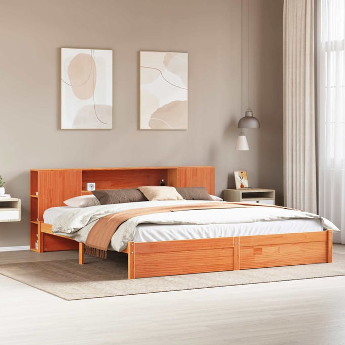 vidaXL - Bedframe - met - Opslag - Hoofdbord - met - plank - Wasbruin - 200 - x - 200 - cm