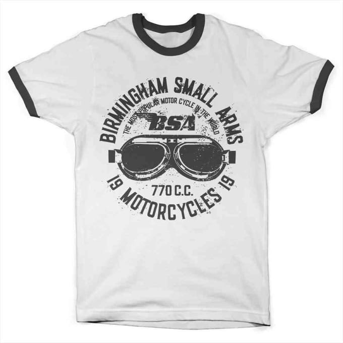 BSA Heren Tshirt -S- Birmingham Small Arms Goggles Wit