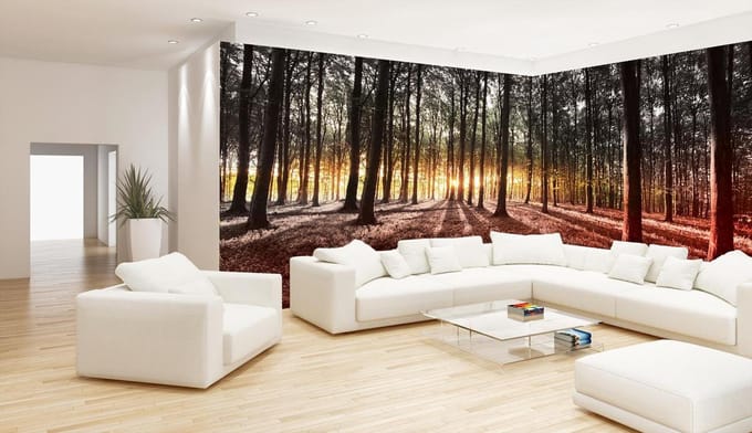Fotobehang Vlies Bos | Groen, Geel | GROOT 832x254cm