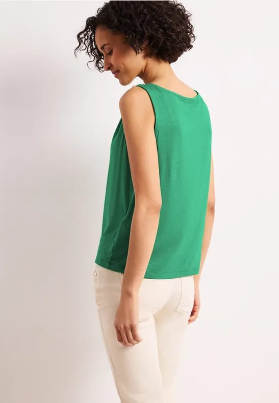 Top met ronde hals en schouderdetails