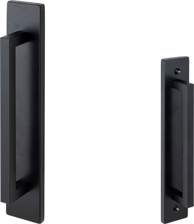 Deurschild ELIOT - met greep dubbel - op schild - mat zwart