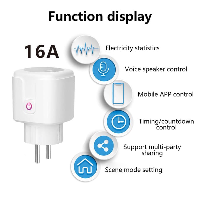 Smart WiFi-aansluiting EU Type E draadloze afstandsbedieningsaansluiting Oplaadadapter Smart Home-stopcontact EU Plug wit