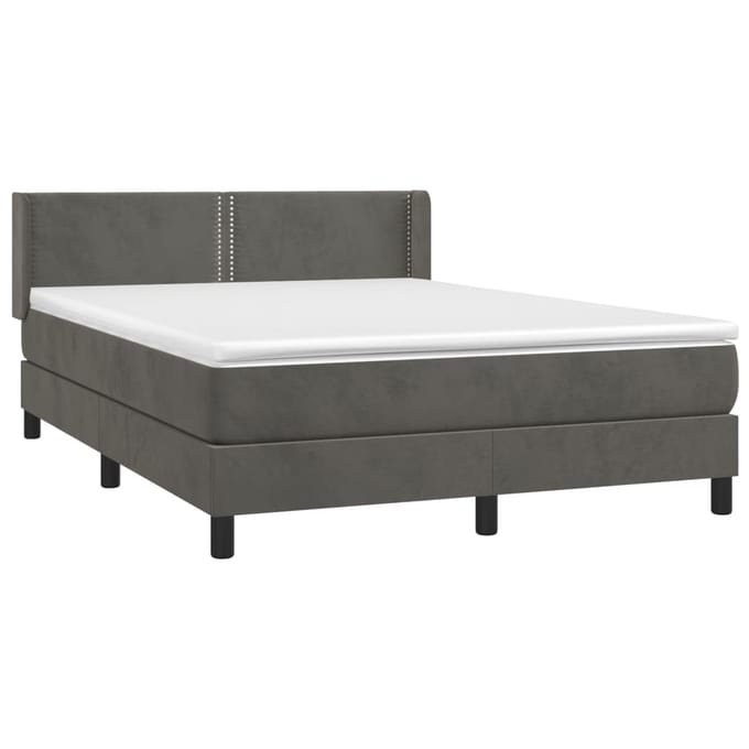 vidaXL - Boxspring - met - matras - fluweel - donkergrijs - 140x190 - cm