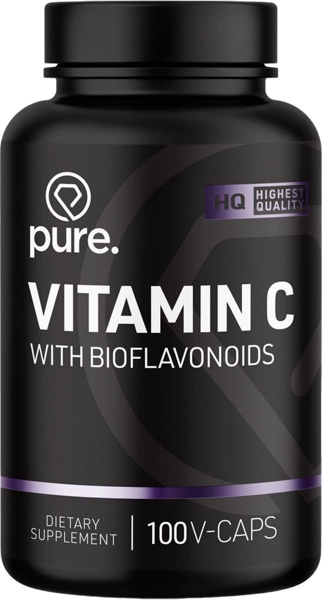 Pure. Vitamine C met bioflavonoïden - 100 v-caps - 1000mg - ascorbinezuur - capsules