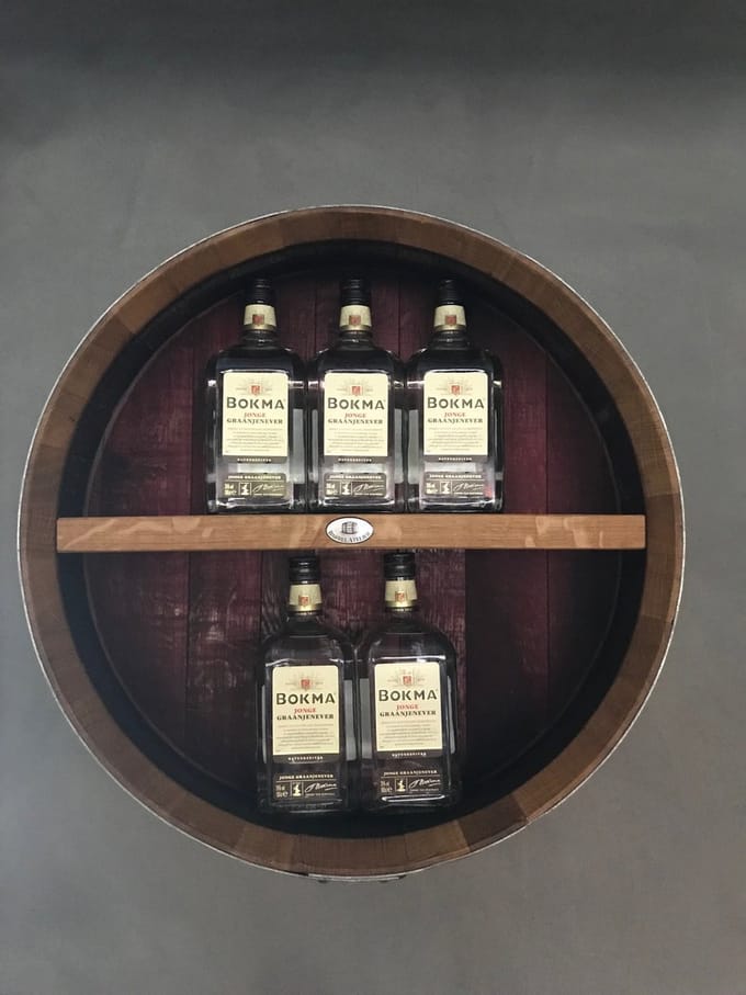 Wanddisplay "Bullas" / Wandrek / Hout / Wijnvat