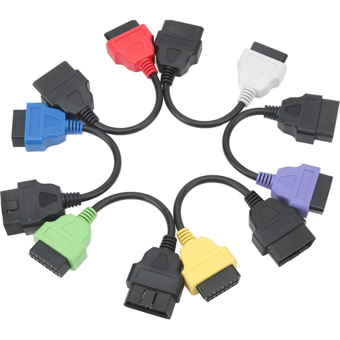 6 Stuks OBD2 Kabeladapter Professionele Diagnostische Scanner Kabel Vervanging Voor Fiat gray