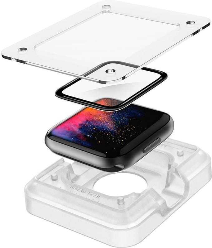 Spigen ProFlex EZ FIT Beschermfolie voor Apple Watch 44mm Series, Set van 2 stuks, Flexibel Glas, Zwart AFL01220
